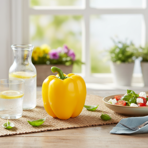 Prodotto Manichino alimentare decorazione verdure peperone giallo H10cm