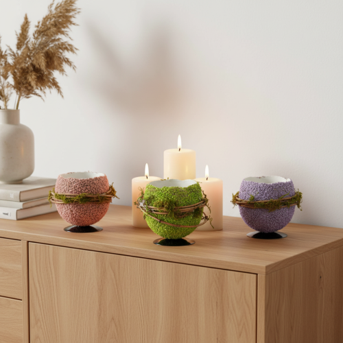 Prodotto Ciotola decorativa a forma di uovo di Pasqua per la decorazione della tavola primaverile o pasquale, 9 cm, 4 pezzi