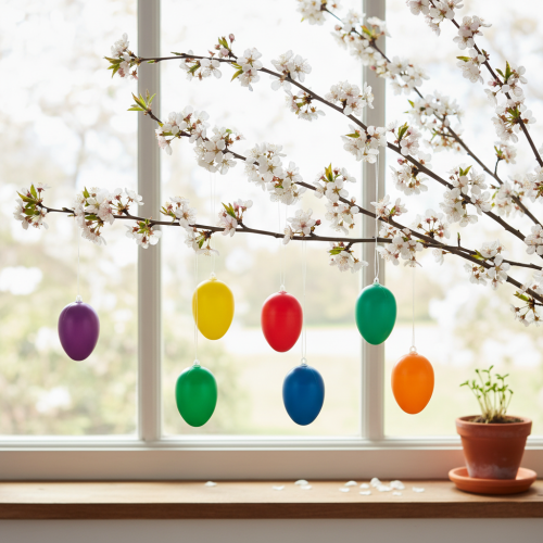 Prodotto Decorazioni a forma di uova di Pasqua per decorare la casa o il giardino in primavera. Articoli decorativi colorati, 6 cm, 24 pezzi.