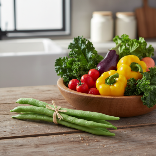 Prodotto Fagioli decorativi, verdure artificiali, verdi, real touch, 17 cm, 6 pezzi