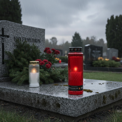 Prodotto Coperchio per candela tombale motivo fiore rosso nero 10 giorni H27cm