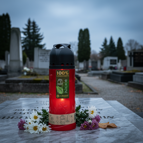 Prodotto Candela funebre ICP all'olio vegetale rosso per ricordo H24cm