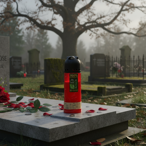 Prodotto Candela funebre ICP all'olio vegetale rosso per ricordo H24cm