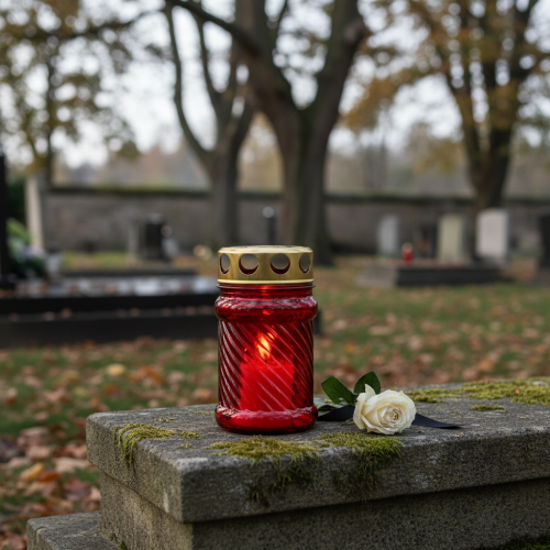 Prodotto Grave luce in vetro rosso Ø6cm H10,5cm 1 pezzo