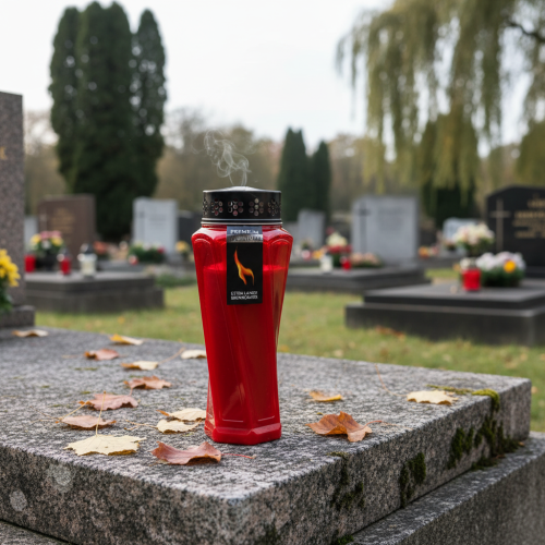 Prodotto Luce tombale Plastica ruotata Rosso Ø11cm H25cm