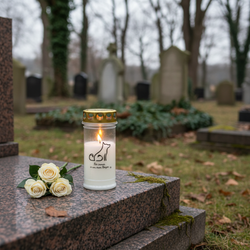 Prodotto Candela per tomba di cani con luce grave per animali bianca Ø7cm H16,5cm