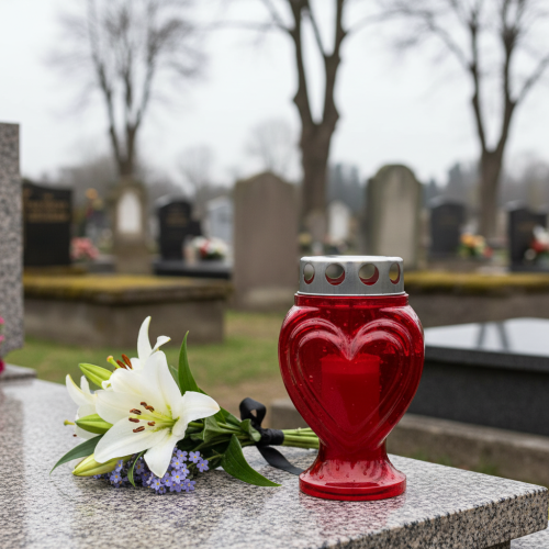 Prodotto Candele tombali cuore rosso luce lutto luce commemorativa 9×8×15cm 24h 4 pz