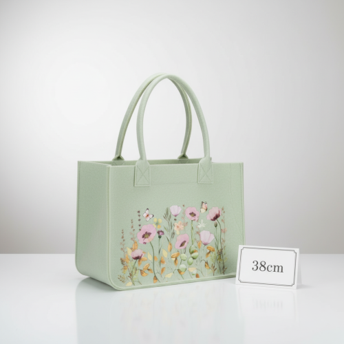 Prodotto Borsa in feltro con motivo floreale, ideale per decorazioni con fiori artificiali e idee regalo, 38 cm