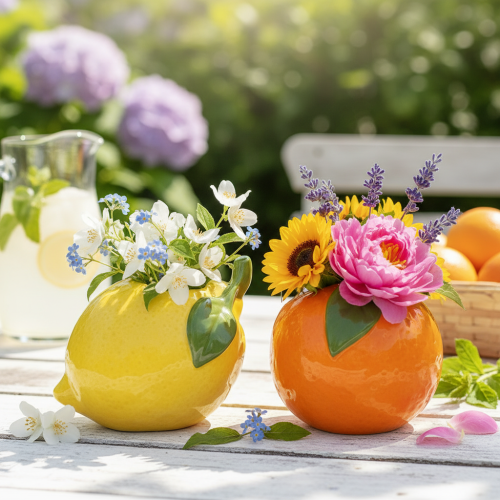 Prodotto Vaso per agrumi, arancia e limone, come stravagante accessorio per la casa, decorazione estiva, 10 cm, 2 pezzi