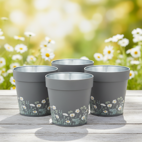 Prodotto Vaso da fiori con motivo floreale per la decorazione moderna della casa e del balcone estivo, 13 cm, 4 pezzi