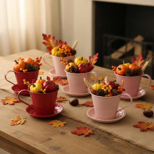 Prodotto Tazza da piantare con piattino per giardini creativi, 11 cm, 6 pezzi