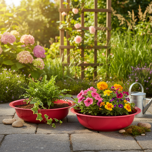 Prodotto Fioriera rotonda per una decorazione elegante di interni o giardino, 29 cm, 2 pezzi