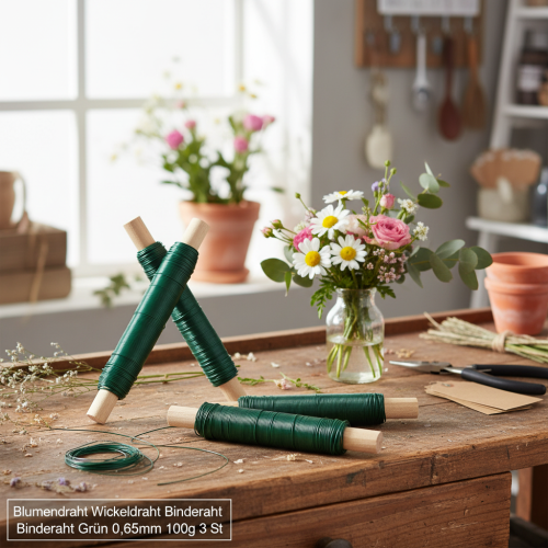Prodotto Filo per legatura floreale, filo verde 0,65 mm, 100 g, 3 pezzi