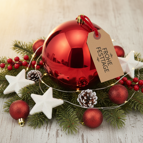 Prodotto Grande pallina di Natale in plastica rossa, Ø25 cm