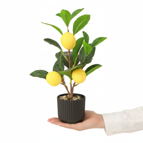 Prodotto Decorazione artificiale a forma di albero di limoni, vaso da 28 cm, verde e giallo