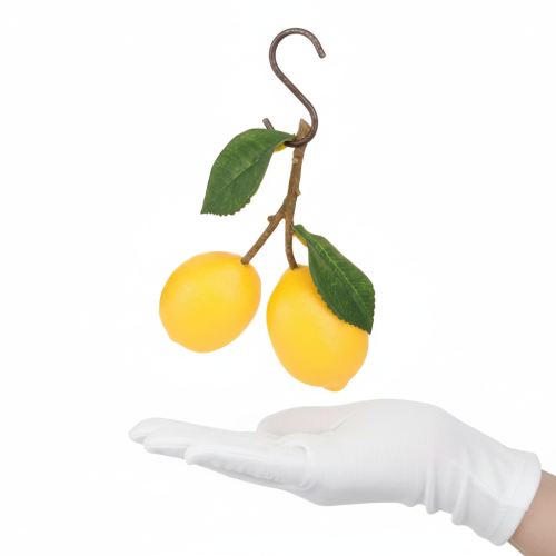 Prodotto Ramo di limone decorativo da 16 cm, frutti artificiali 3 pezzi