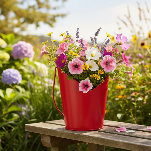 Prodotto Vaso in metallo a forma di cuore con manico, rosso, Ø12cm H15/9cm
