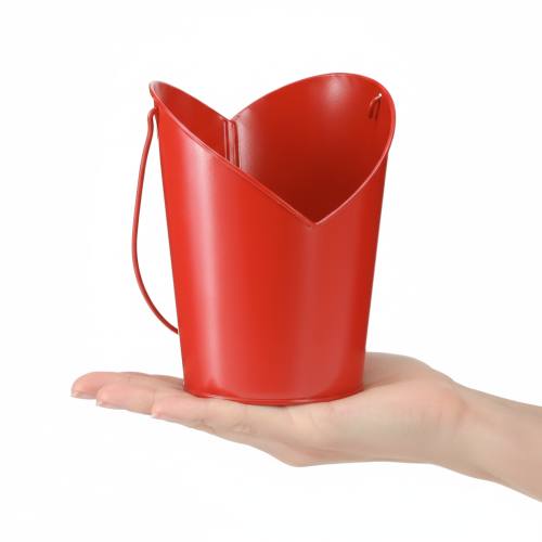 Prodotto Vaso in metallo a forma di cuore con manico, rosso, Ø12cm H15/9cm