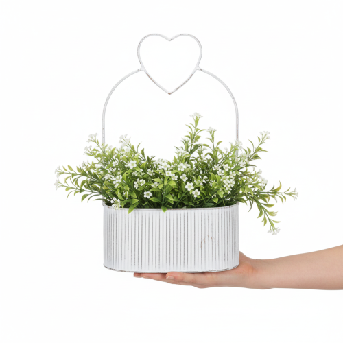 Prodotto Ciotola ovale decorativa in metallo con cuore, bianca, 20/16 cm, set da 2