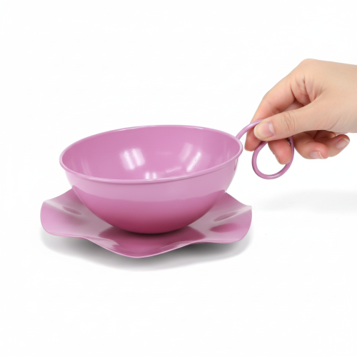 Prodotto Tazza in metallo Ø16cm H9cm Tazza decorativa con piattino Rosa 2 pezzi
