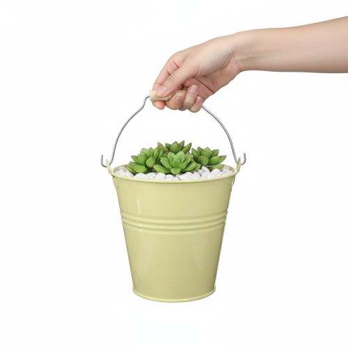 Prodotto Secchio/vaso da fiori in metallo, colore giallo-verde, 26x22,5x23 cm, 6 l
