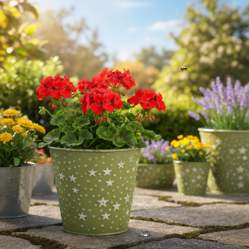 Prodotto Vaso da fiori in metallo verde argento con stelle, Ø14 cm