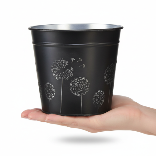 Prodotto Vaso da fiori nero e argento, fioriera in metallo, Ø12,5 cm H11,5 cm