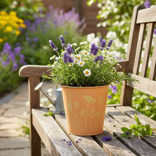 Prodotto Vaso da fiori in metallo, colore giallo pesca, Ø11,5cm H11,5cm