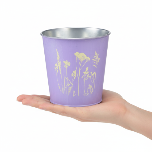 Prodotto Vaso da fiori in metallo, fioriera, viola, Ø11,5cm, H11,5cm
