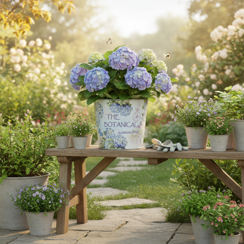 Prodotto Piccolo vaso/fioriera in metallo per ortensie, Ø17,5 cm H16 cm