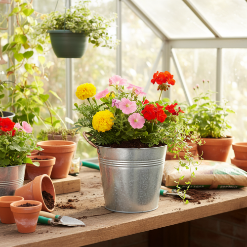 Prodotto Vaso da fiori in metallo con manici, secchiello decorativo, Ø16cm H15cm