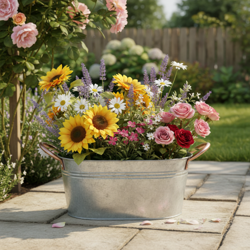 Prodotto Ciotola per fiori con manici, ciotola decorativa, in metallo, 17,5×12×9 cm