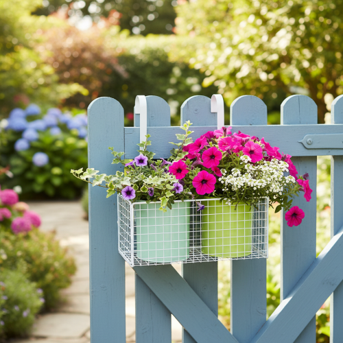Prodotto Vaso da fiori sospeso in metallo, verde, decorazione per balcone, L22cm H23.5cm