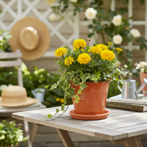 Prodotto Secchiello/fioriera decorativo in metallo, arancione-marrone, Ø16cm, H14.5cm, 1.6L