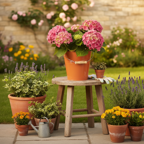 Prodotto Secchio/fioriera decorativo in metallo, arancione-marrone, Ø22cm, H21.5cm, 6L