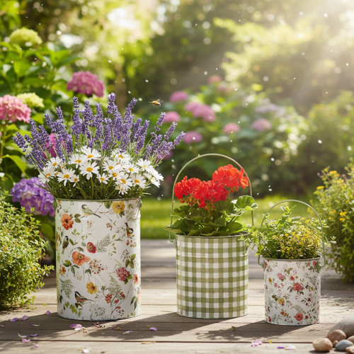 Prodotto Vasi decorativi vintage in metallo, Ø18/15/12 cm, set da 3