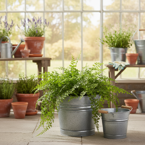 Prodotto Vaso/fioriera vintage in metallo decorativo, Ø22cm, H20cm