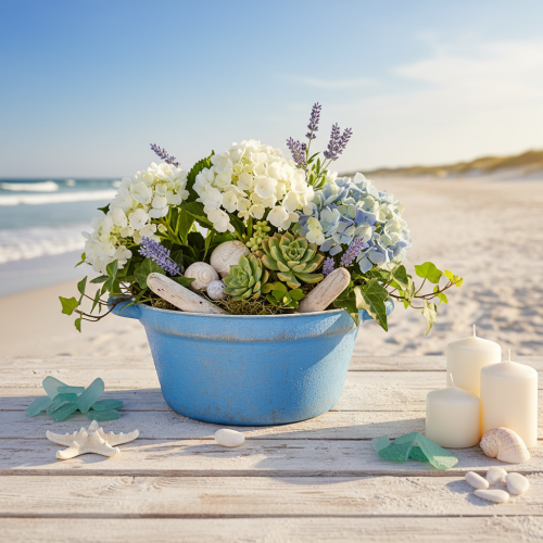 Prodotto Ciotola/vaso decorativo, in metallo blu, stile shabby chic, Ø21cm, H10.5cm