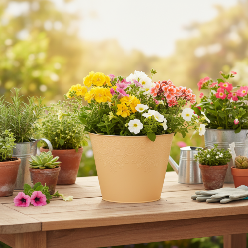 Prodotto Vaso in metallo, arancione pastello, Ø20cm H16cm