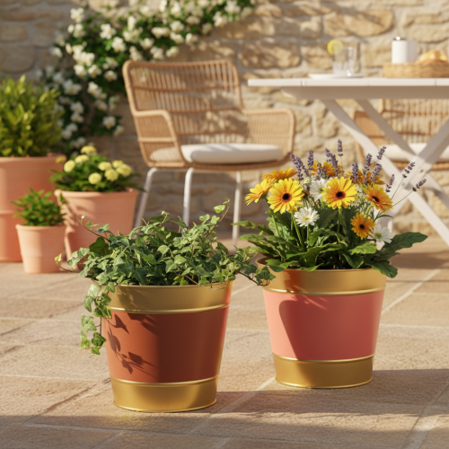 Prodotto Vaso/fioriera in metallo, Ø26cm H22cm, 4 pezzi