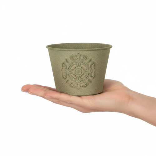 Prodotto Vaso da fiori in metallo, verde, stile vintage, Ø22cm–13.5cm, set da 3