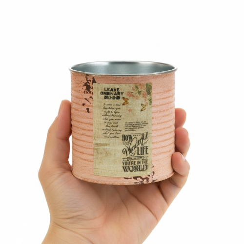 Prodotto Vaso da fiori decorativo in metallo color salmone, decorazione estiva Ø11cm H10.5cm