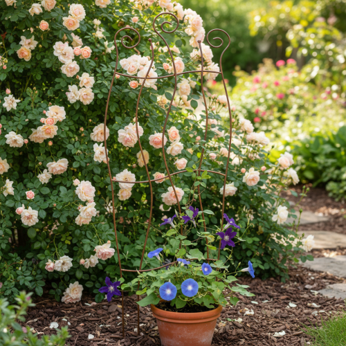 Prodotto Traliccio da giardino in metallo con design curvo per piante rampicanti, 110 cm