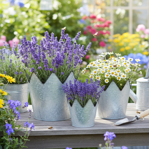 Prodotto Set di 3 corone decorative in metallo zincato per fioriere, Ø21,5/19,5/17 cm.