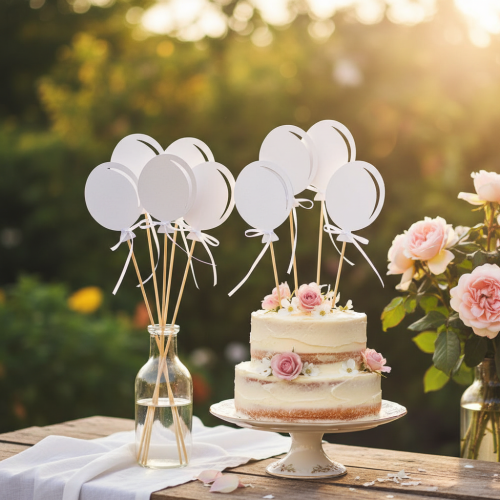 Tappo fiore decorazione bouquet cake topper palloncino bianco 28 cm 8 pz | Floristik24.it