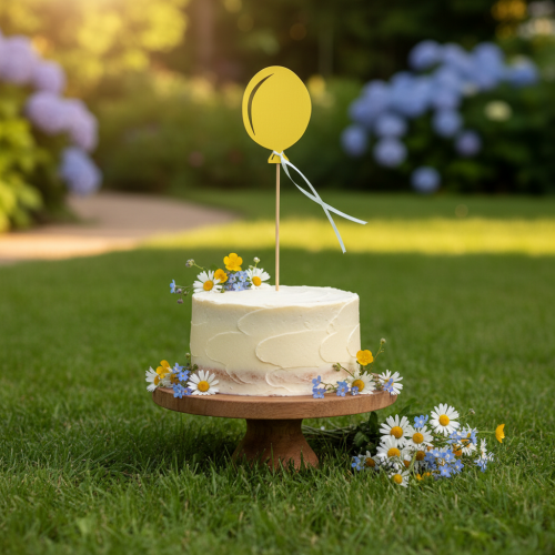Tappo fiore decorazione bouquet cake topper palloncino giallo 28 cm 8 pz | Floristik24.it