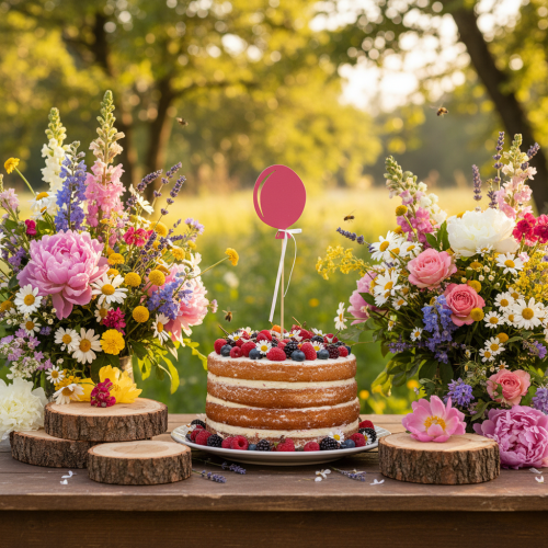 Tappo fiore decorazione bouquet cake topper palloncino rosa 28 cm 8 pz | Floristik24.it