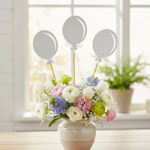 Tappo fiore decorazione bouquet cake topper palloncino bianco 28 cm 8 pz | Floristik24.it