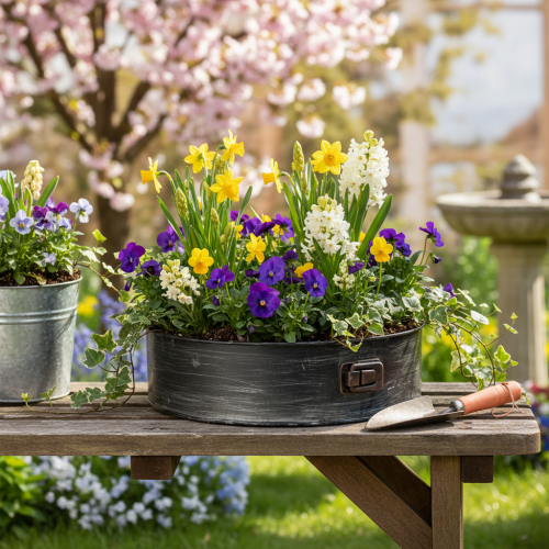 Prodotto Fioriera, teglia decorativa, stampo a cerniera per piante, decorazione in metallo Ø24cm H7.5cm