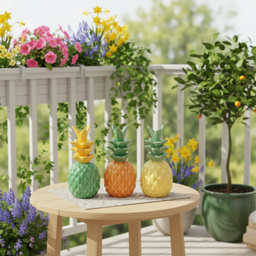 Prodotto Ananas decorativo in ceramica, decorazione colorata in ceramica, assortita, 17 cm, 3 pezzi